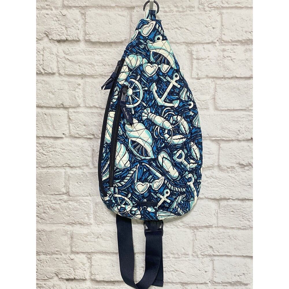 Vera Bradley Essential Sling Backpack Purse Bag "Shore Enough" Beach Ocean Shell